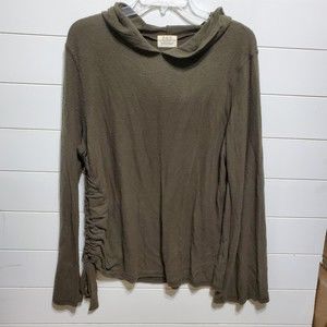 PST Los Angeles womens size L long sleeve teddy bear soft drape hoodie ruching